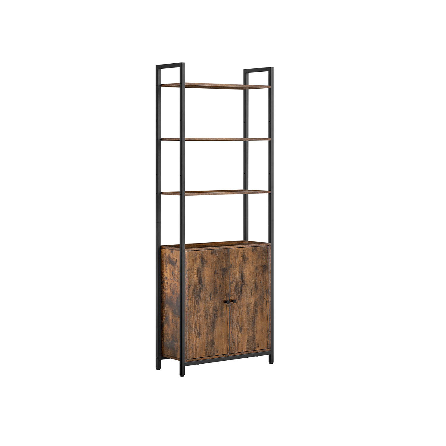 Raamaturiiul 6 tasandiga, uste ja reguleeritavate riiulitega eraldiseisev kapp, metallraam, 24 x 40 x 159,5 cm