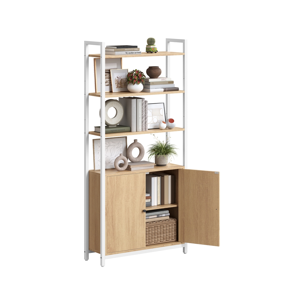 Raamaturiiul 6 reguleeritava kõrgusega riiuliga, 24 x 60 x 159,5 cm, kuldse tamme värv - mattvalge