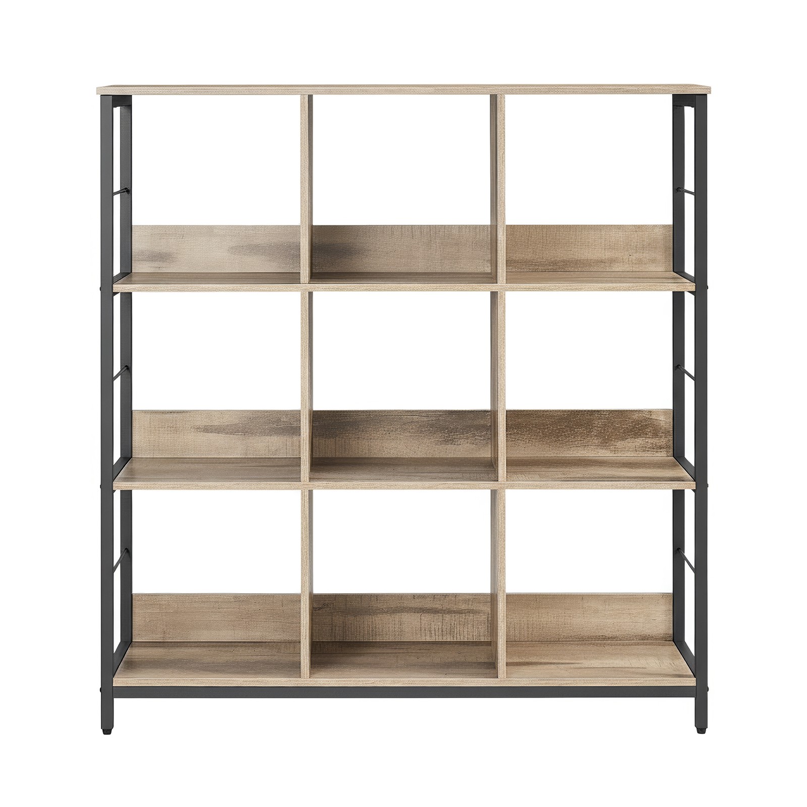 Eraldiseisev riiul, raamaturiiul 9 sektsiooniga, pruun-must