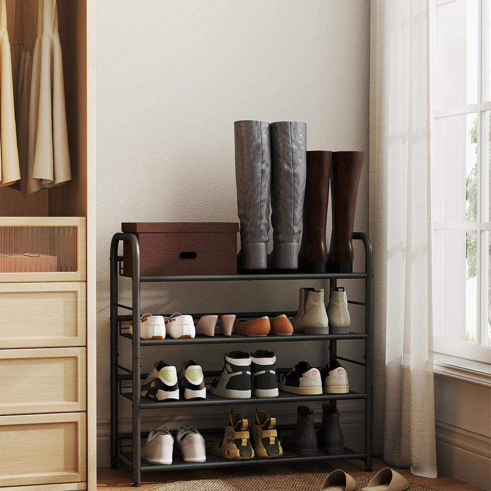 Jalanõuriiul 4 riiuliga, virnastatav jalanõude korraldaja, kuni 16 paari jalanõusid