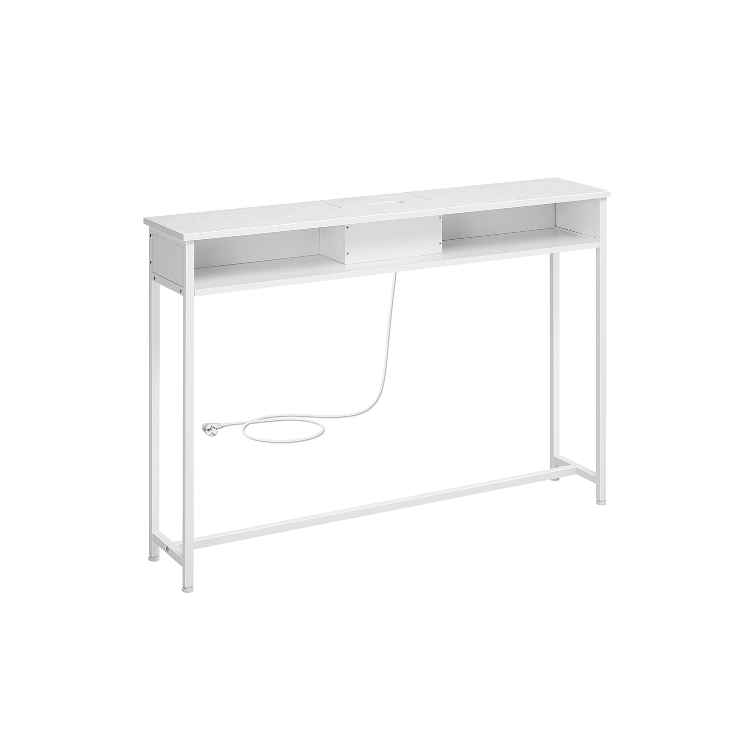 Pistikupesadega konsoollaud, 2 avatud lahtriga kitsas abilaud esikusse, 25 x 120 x 81,1 cm