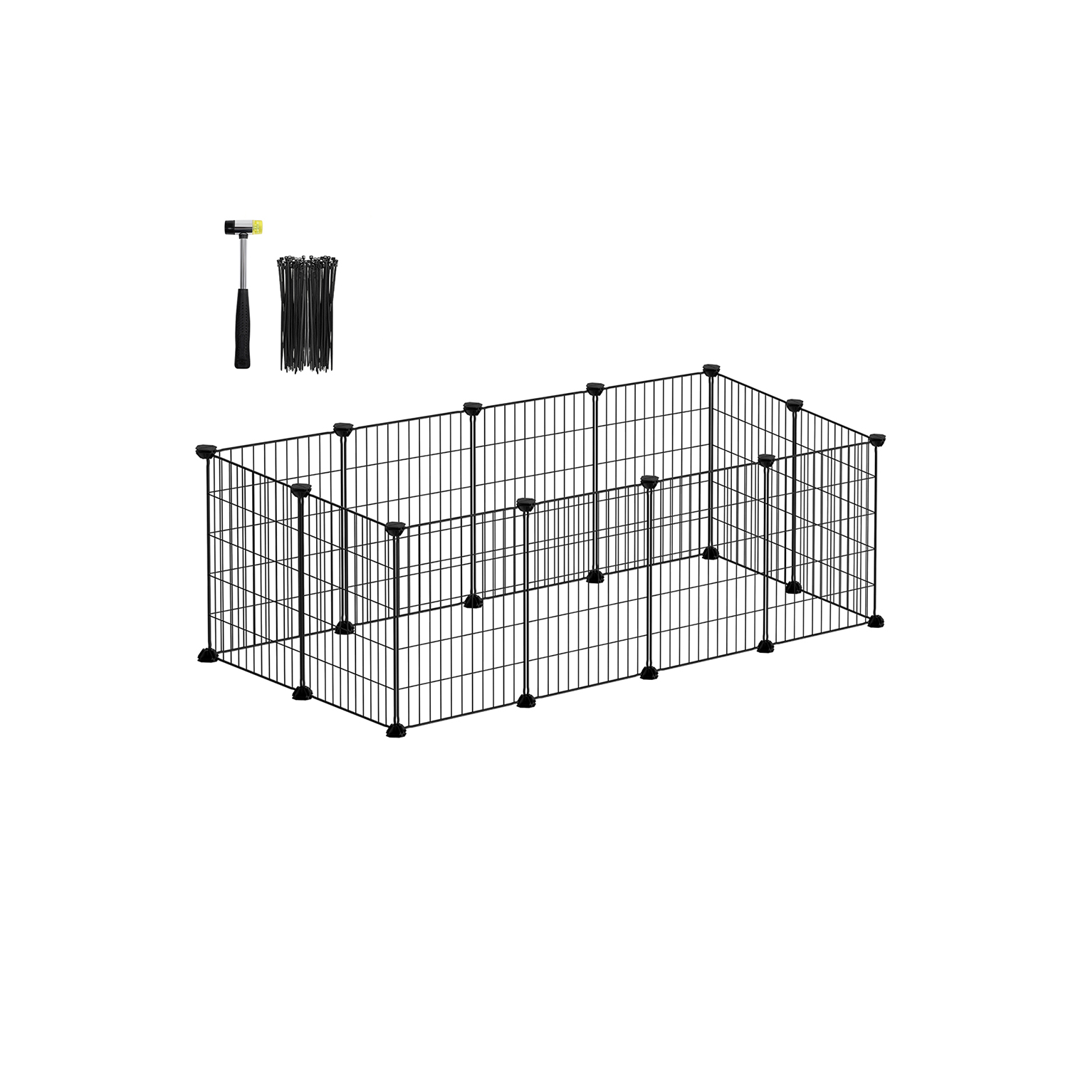 DIY metallist väikeloomade aedik 123 x 63 x 41 cm must