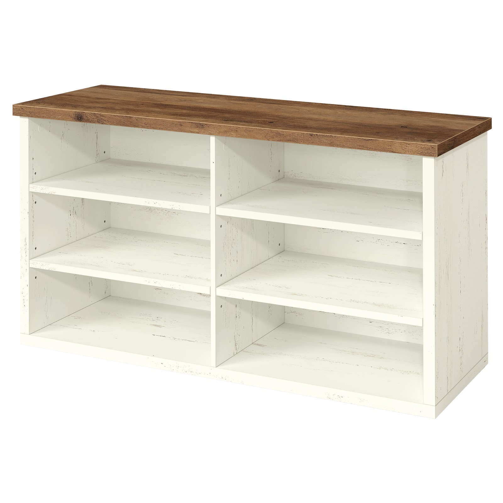 Jalanõude riiul pingiga, reguleeritavate sektsioonidega, 6 riiulit