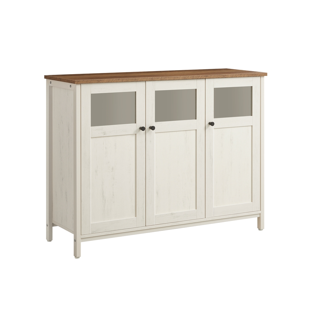 Klaasustega köögikapp, meepruun-vintagevalge