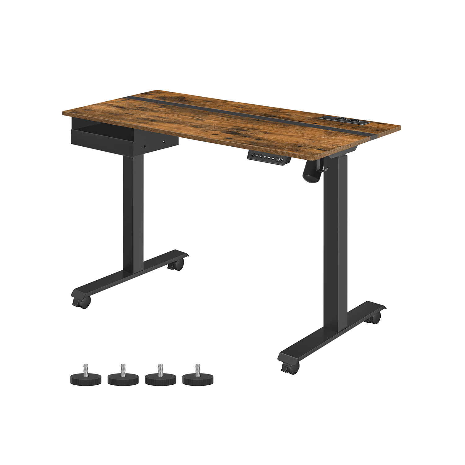 Reguleeritava kõrgusega kirjutuslaud 60 x 120 cm vintage pruun-must