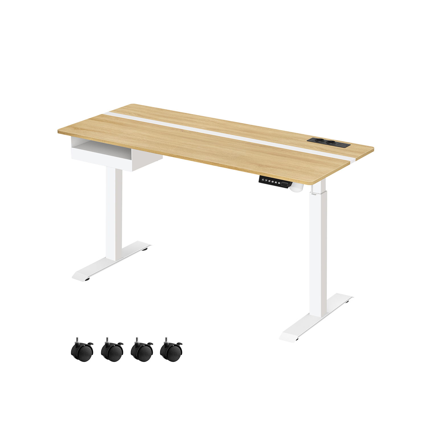 Kirjutuslaud pistikupesade ja sahtliga 60 x 140 cm
