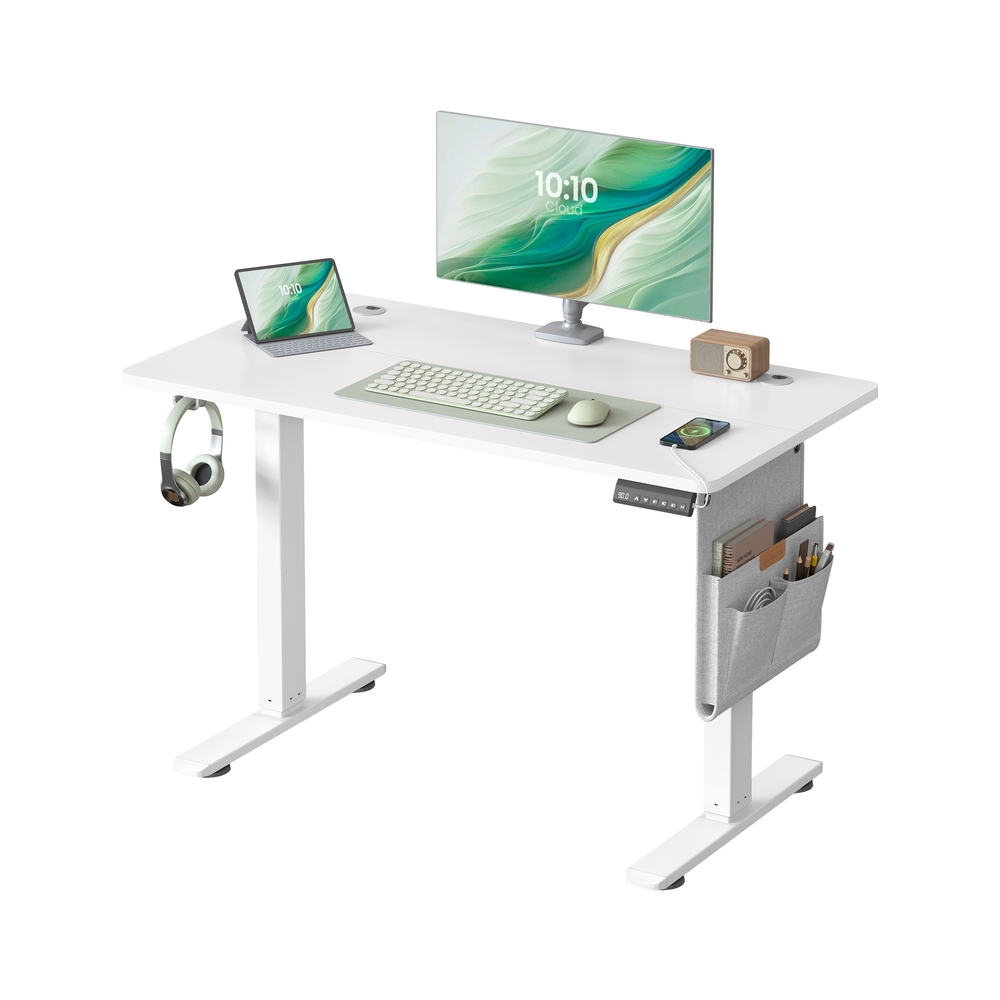 Kõrguses reguleeritav elektriline laud, pilvevalge