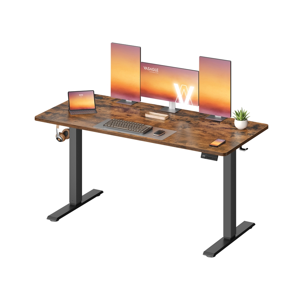 Kõrguses reguleeritav laud, mälufunktsioon ja 4 kõrguse seadistust, vintage-pruun