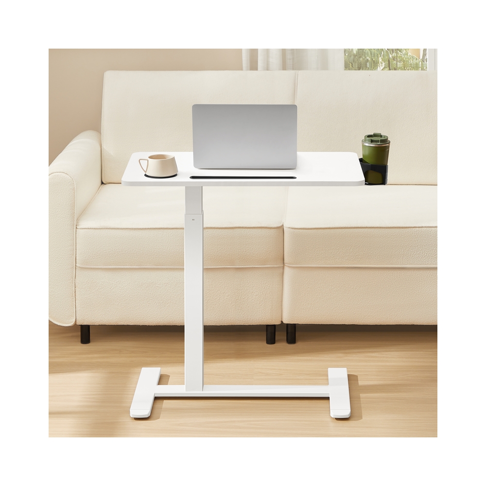 Rullikutel abilaud ja mobiilne sülearvutilaud, reguleeritav kõrgus, 2 topsihoidjat ja telefonipesa, 70 x 40 cm