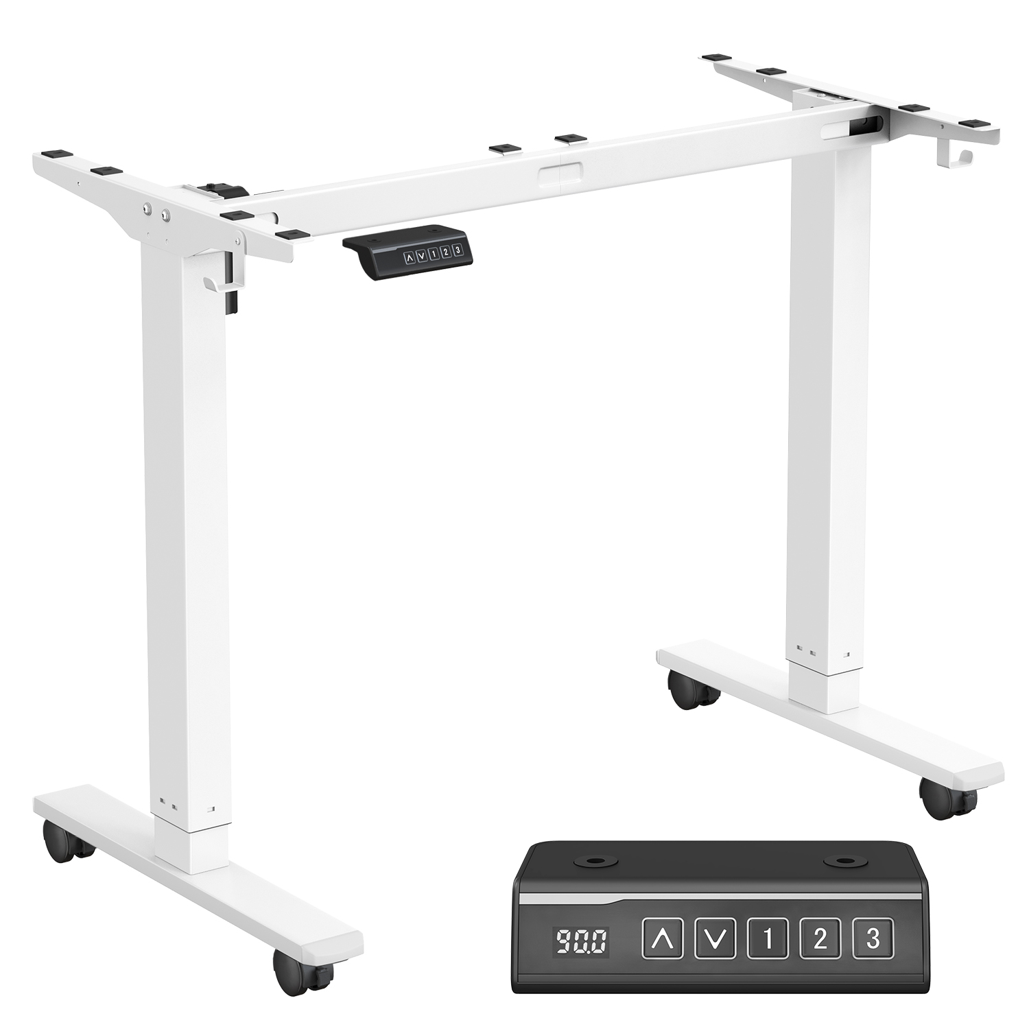 Elektriliselt kõrgusega reguleeritav lauaraam, lauaraam kahe konksuga, mälufunktsioon