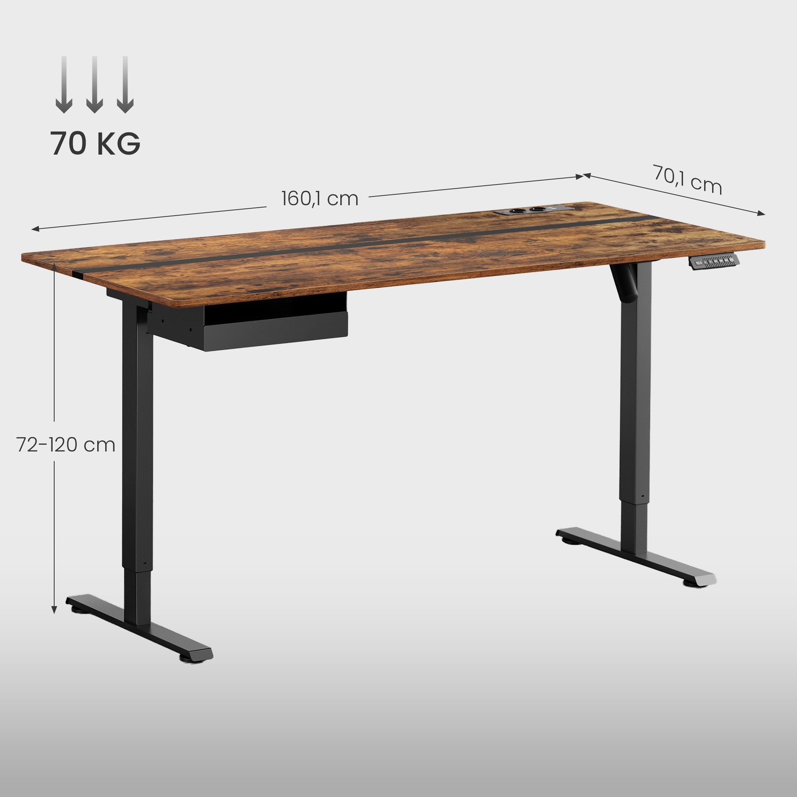 Kõrguses reguleeritav laud, 160,1 x 70