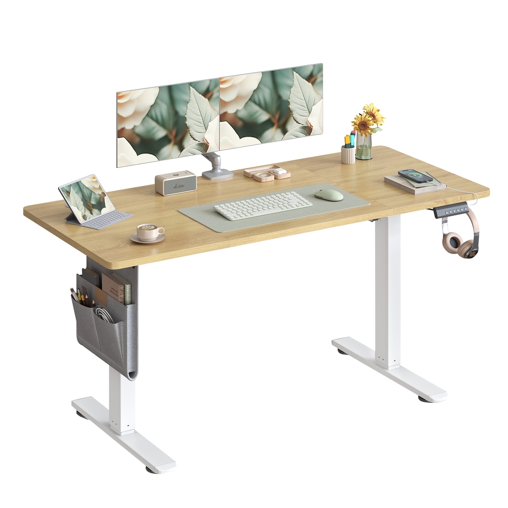 Kõrguses reguleeritav laud, 140 x 60 cm, mälufunktsioon