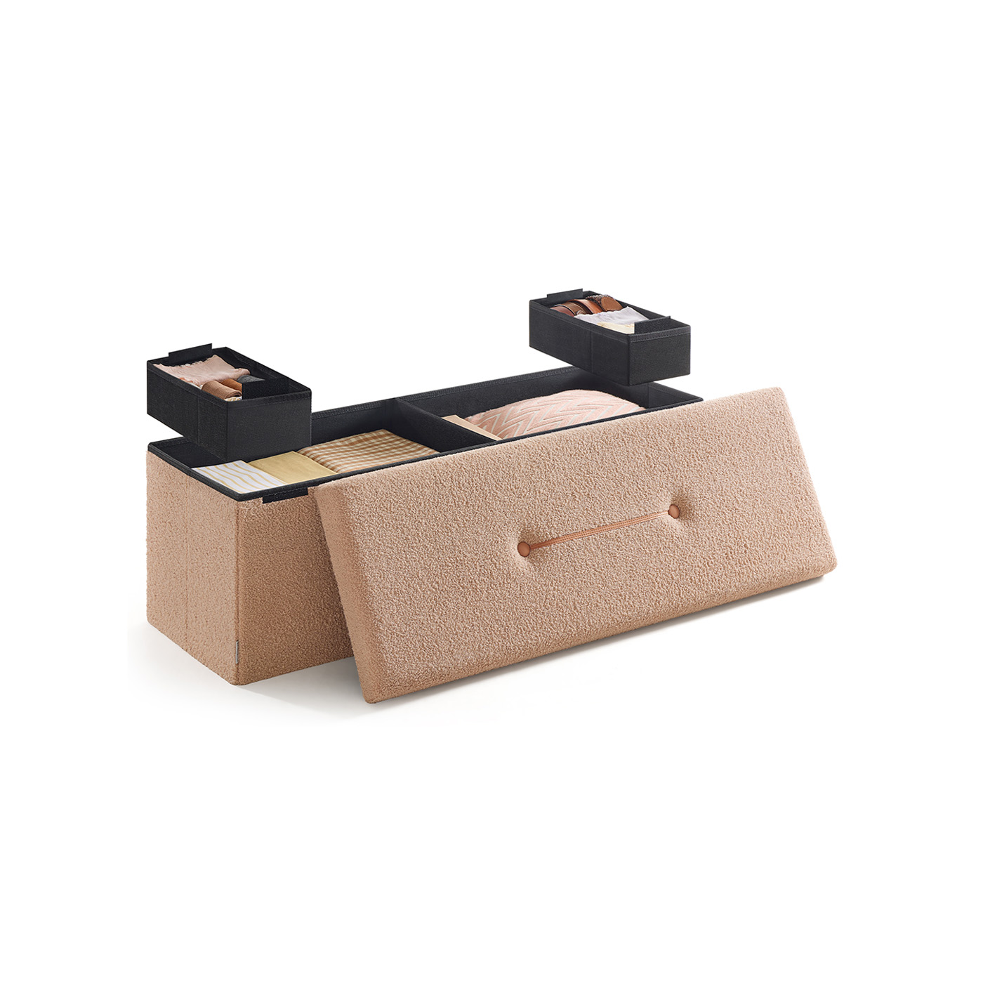 Kaamelipruun hoiukastiga taburet 38 x 110 x 38 cm