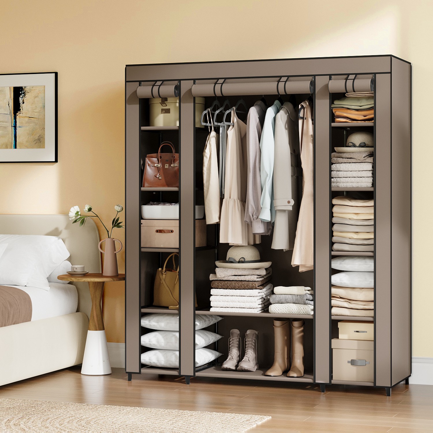 Riidekapp, kangaskapp, mittekootud kangast kattega