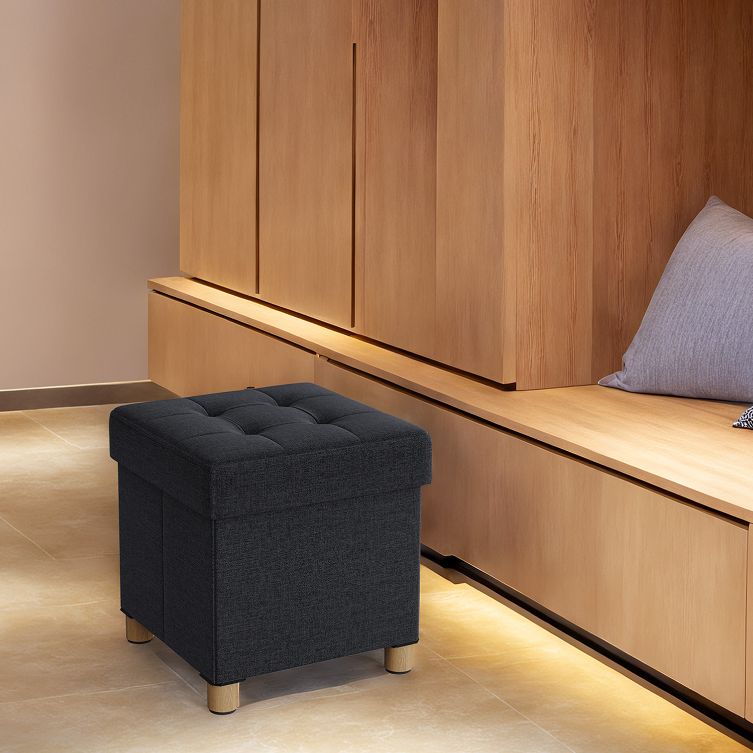 Istumiskast hoiuruumiga, väike kokkupandav istepink, 38 x 38 x 40 cm