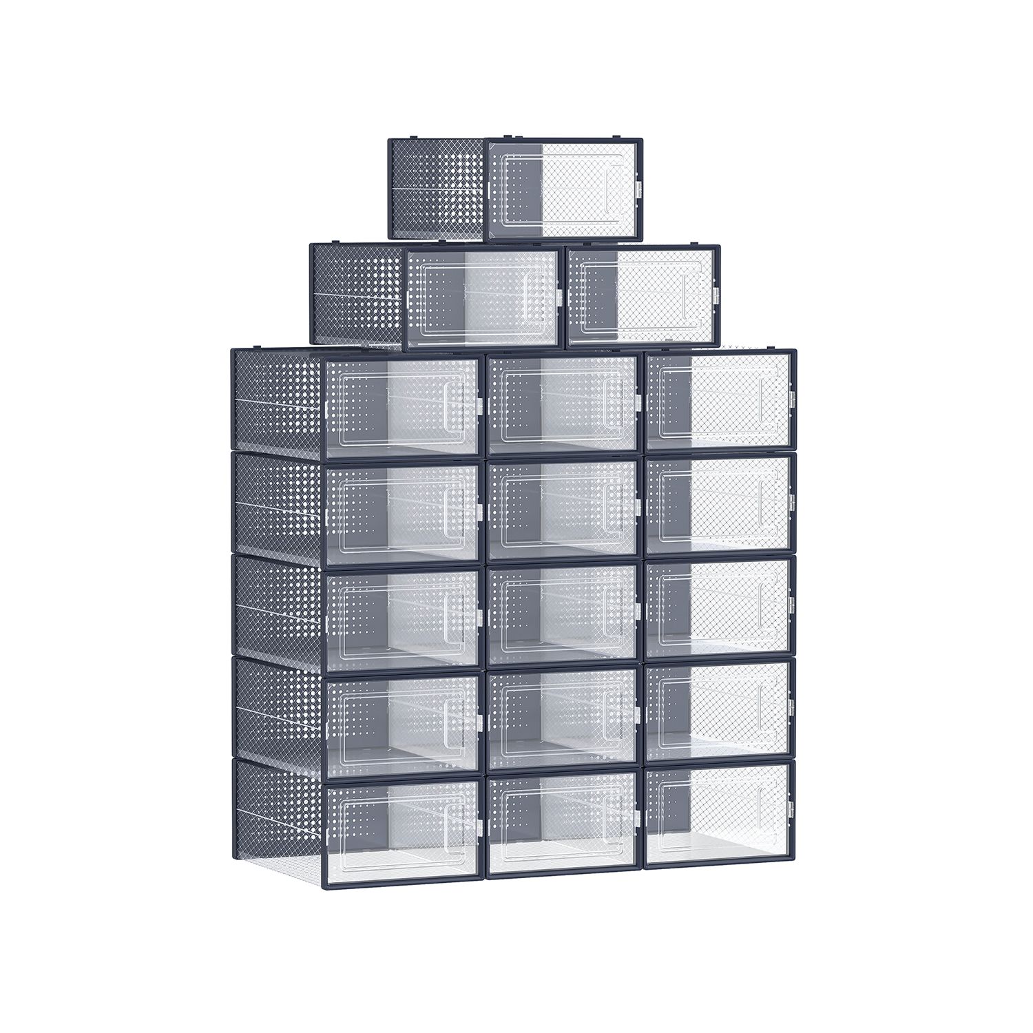 Kingakarpide komplekt, 18 kokkupandavat ja virnastatavat läbipaistvat antratsiitsinist