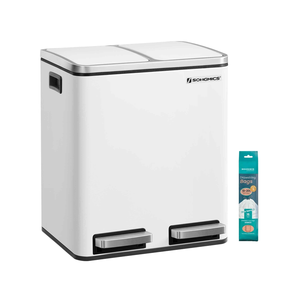 Prügikastide süsteem jäätmete sortimiseks, 30 l (2 x 15 l), roostevaba teras, kööki
