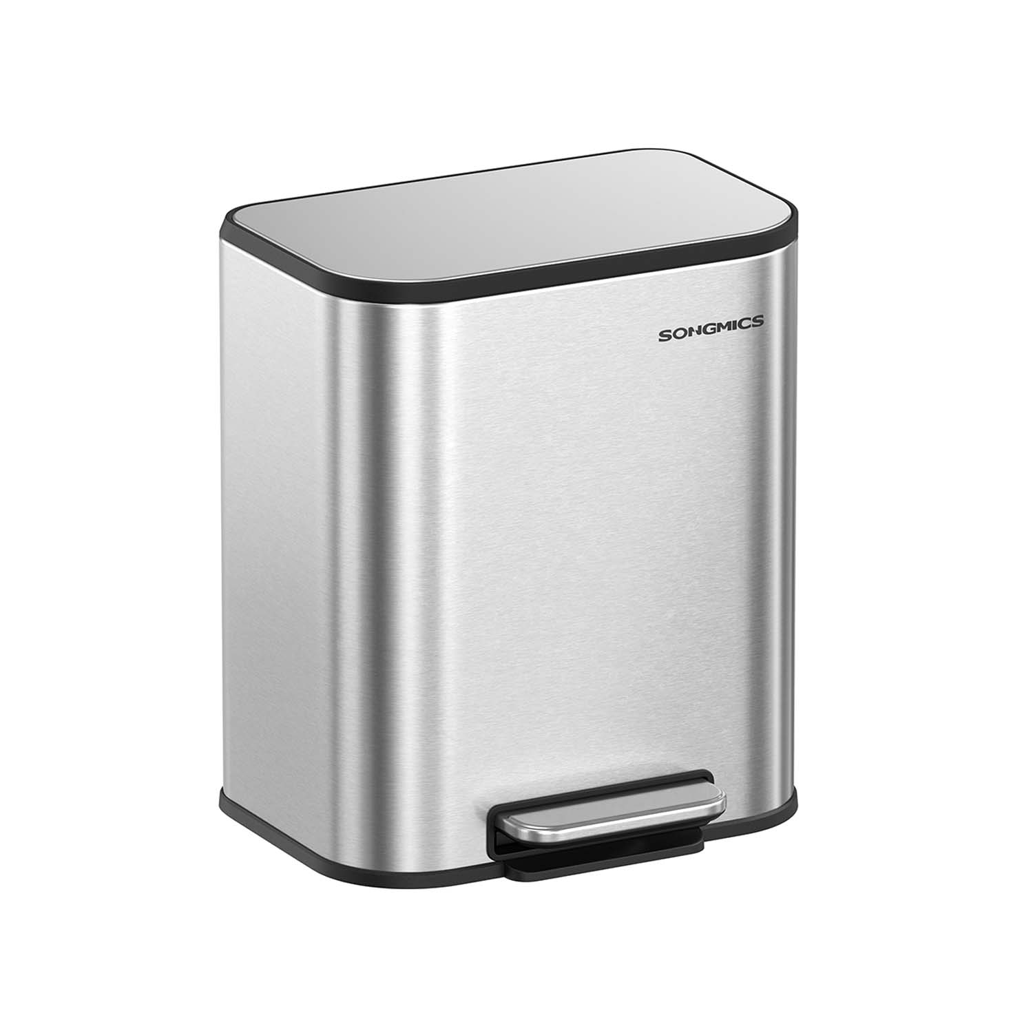 Metallihõbedase kaanega 20 liitrine prügikast