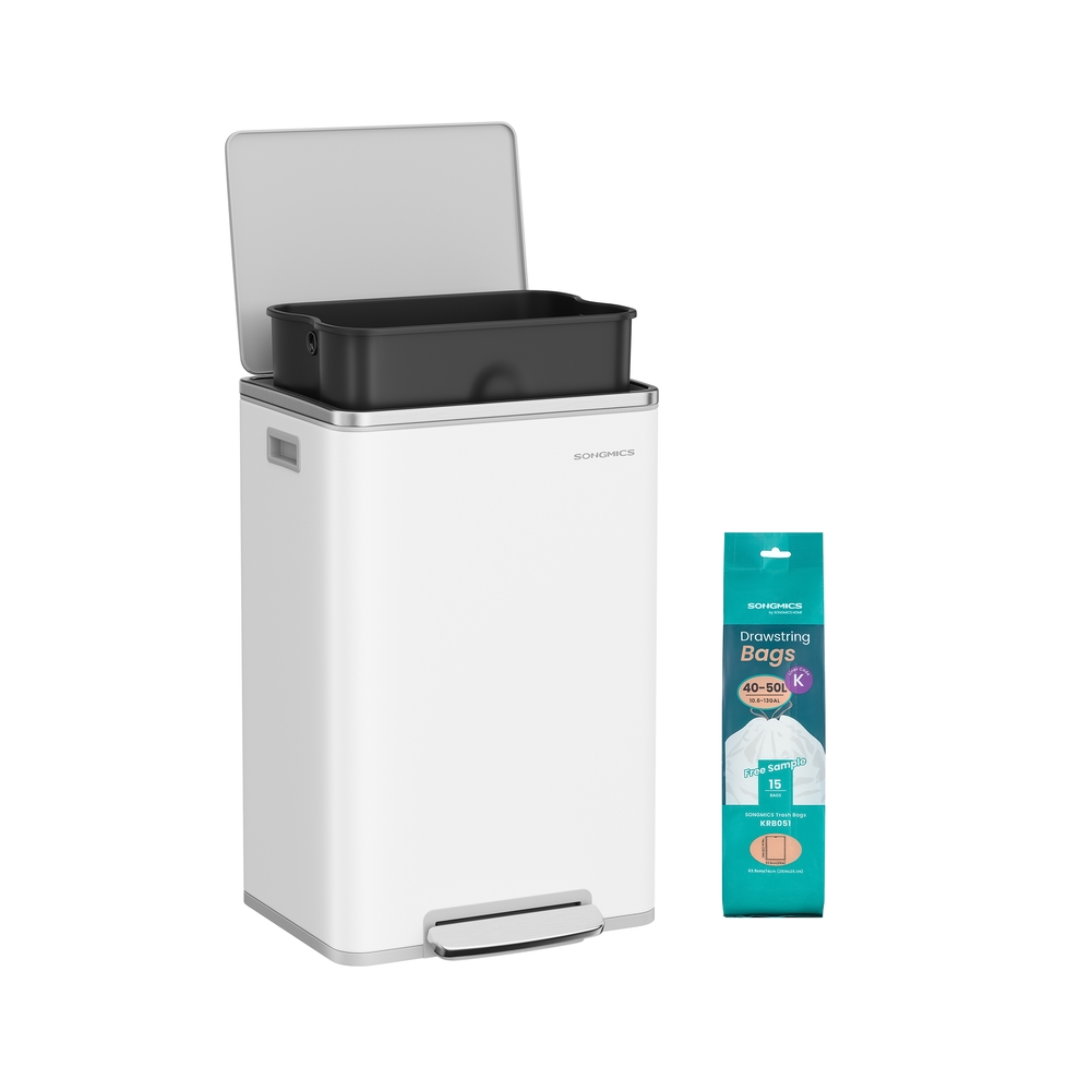 50L prügikast kaanega, pilvevalge