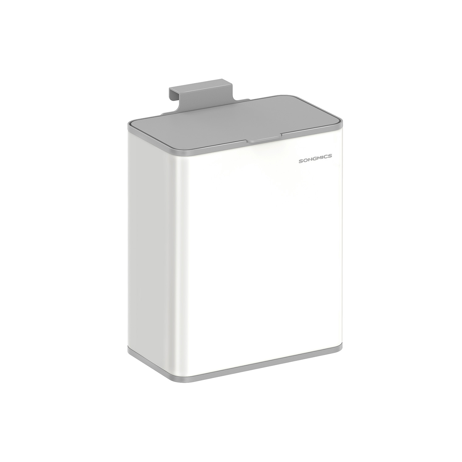 Pilvevalge kaanega rippuv prügikast 8 L