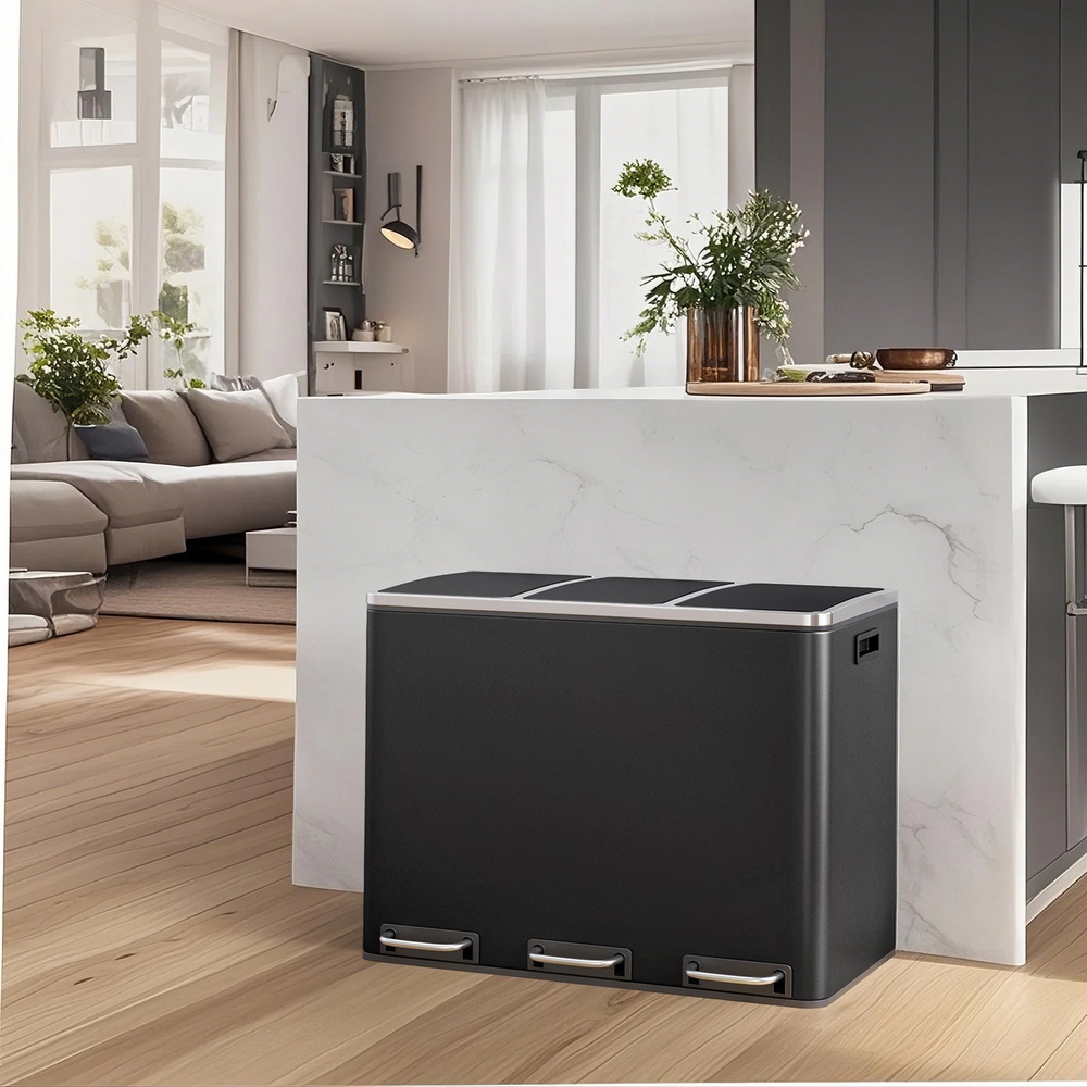 Köögiprügikast, 3 x 18 l, jäätmete sorteerimissüsteem ja 3 sektsiooni
