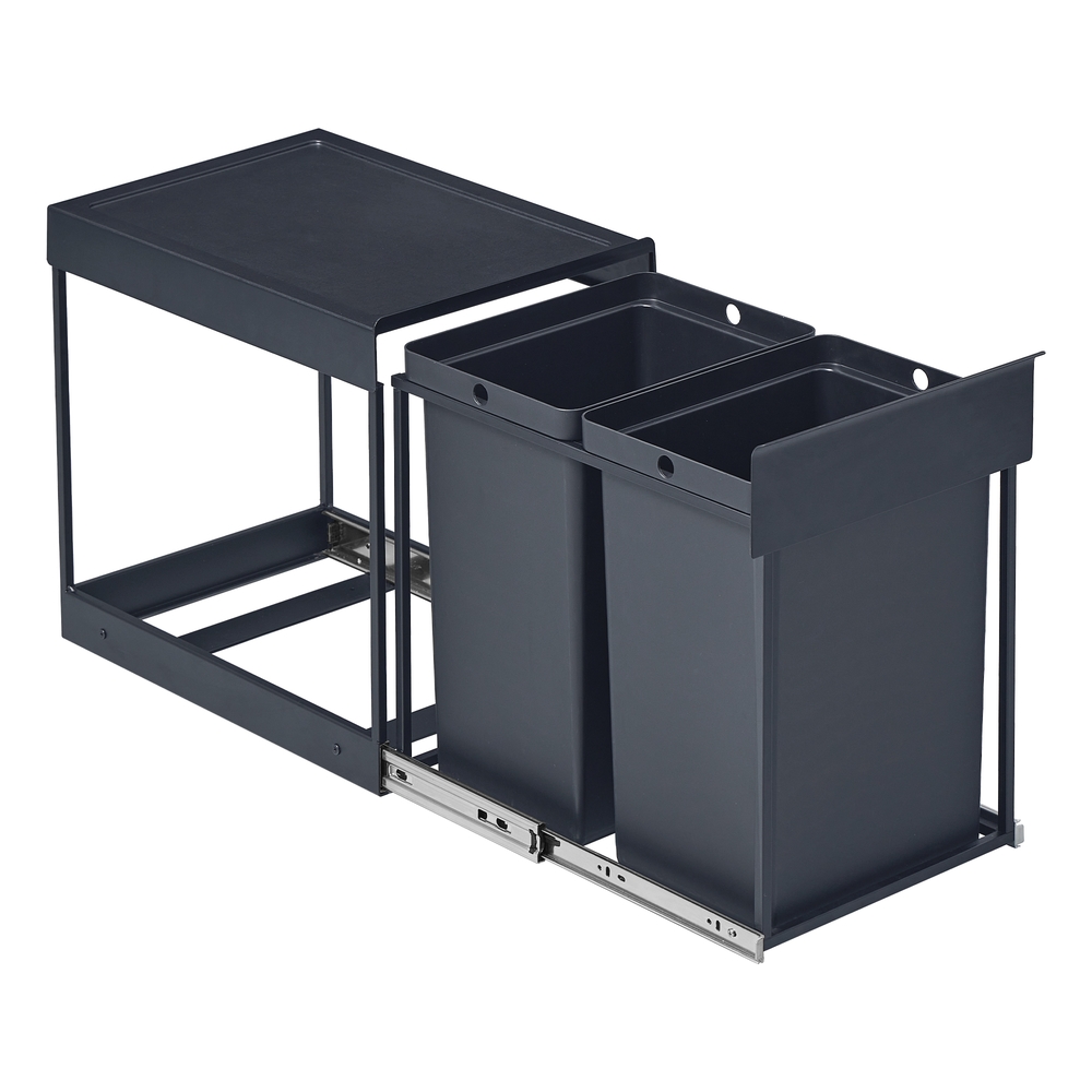 Köögiprügikast, jäätmete sorteerimissüsteem, kapi alla paigaldamiseks, 2 x 20 l