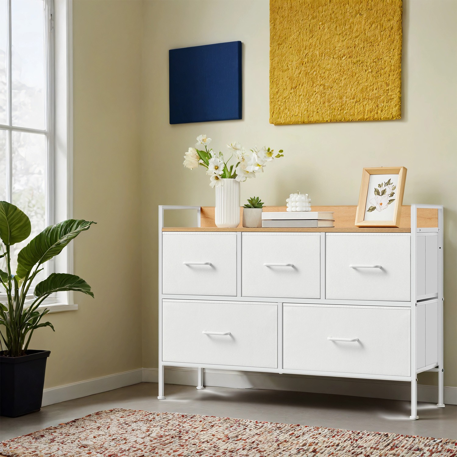 SONGMICS kummut, kapp, 5 kangast sahtlit käepidemetega