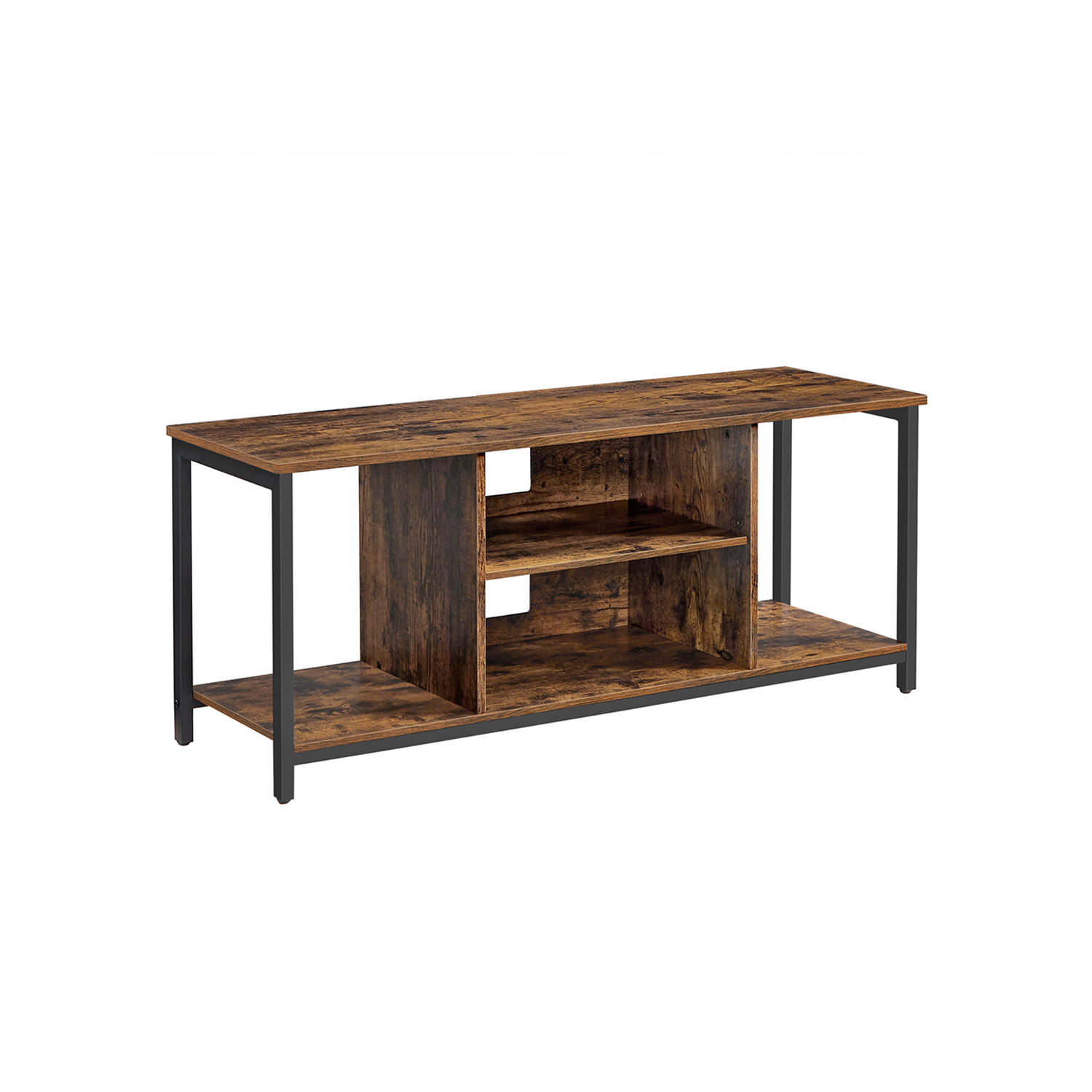 Avatud sahtlitega televiisorikapp 40 x 120 x 50 cm vintage pruun-must