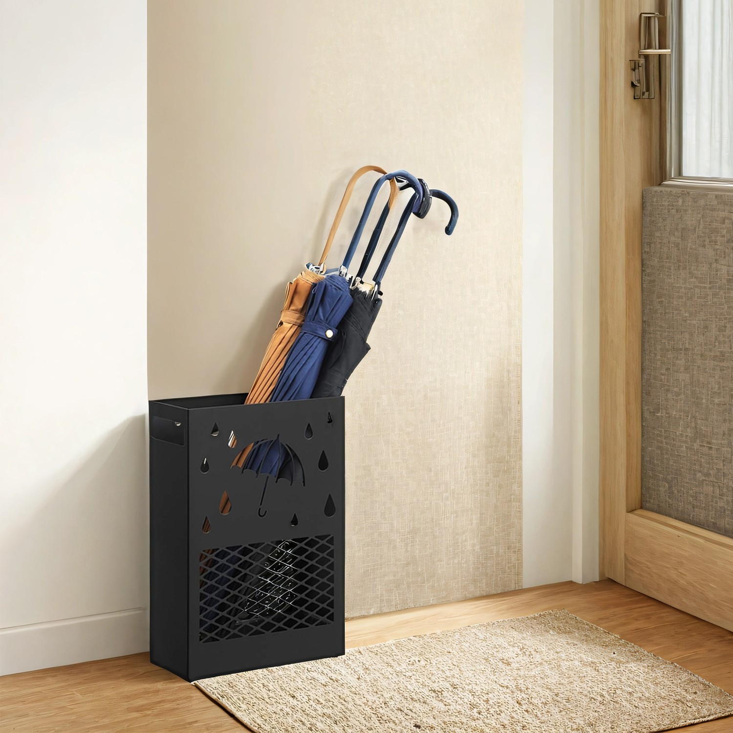 Metallist vihmavarjualus, ristkülikukujuline