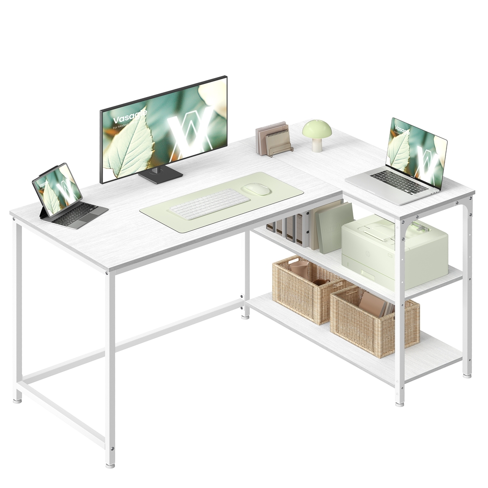 L-kujuline nurgalaud kõrgusega reguleeritava riiuliga, 120 x 80 cm, vahervalge