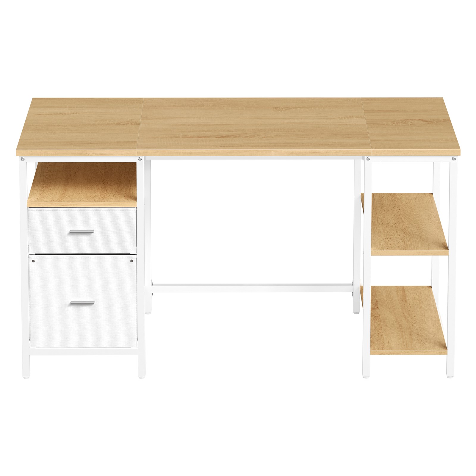 Kirjutuslaud 3 riiuliga, kontorilaud 2 sahtliga, 140 x 60 x 76 cm