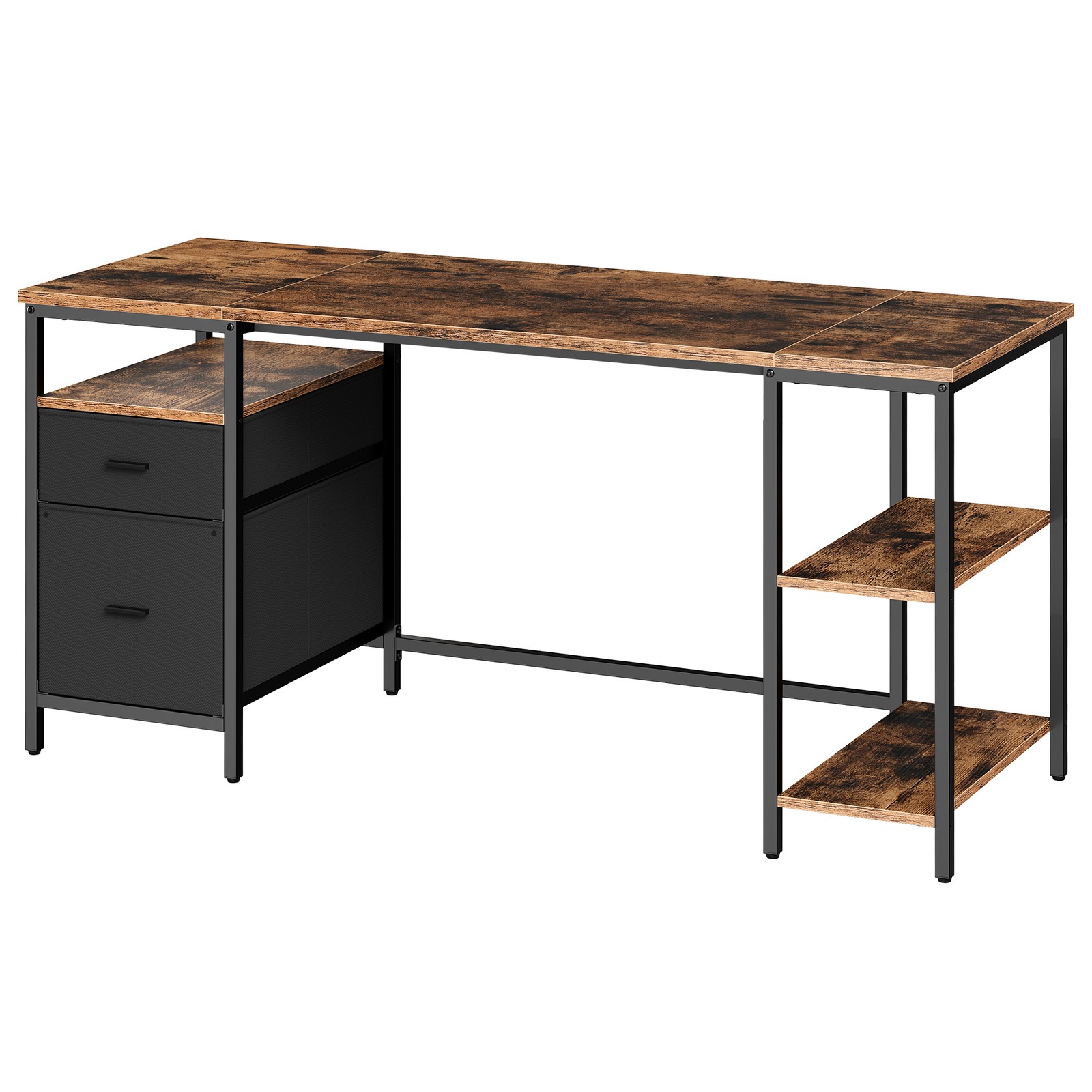 Kirjutuslaud 3 riiuliga, kontorilaud 2 sahtliga, 160 x 60 x 76 cm