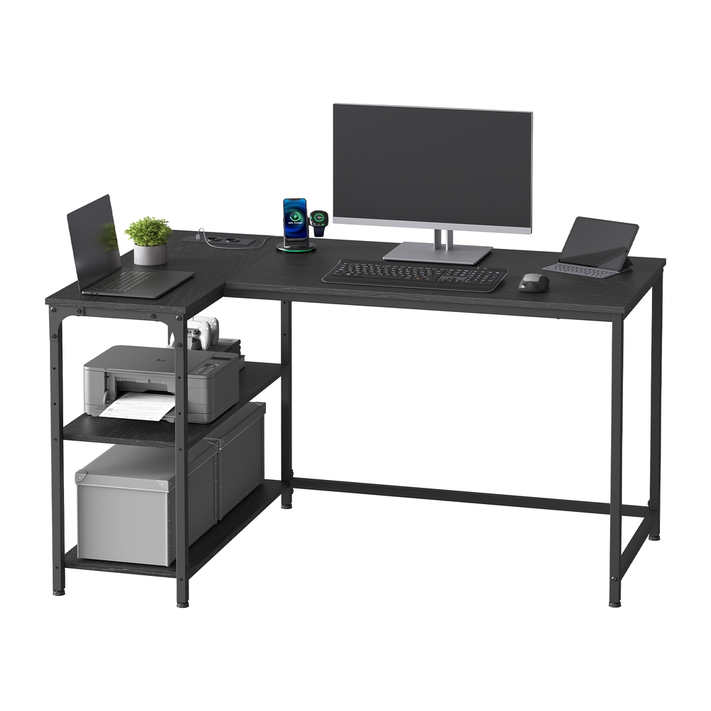 Panipaigaga laud, L-kujuline arvutilaud, kõrgusega reguleeritav riiul