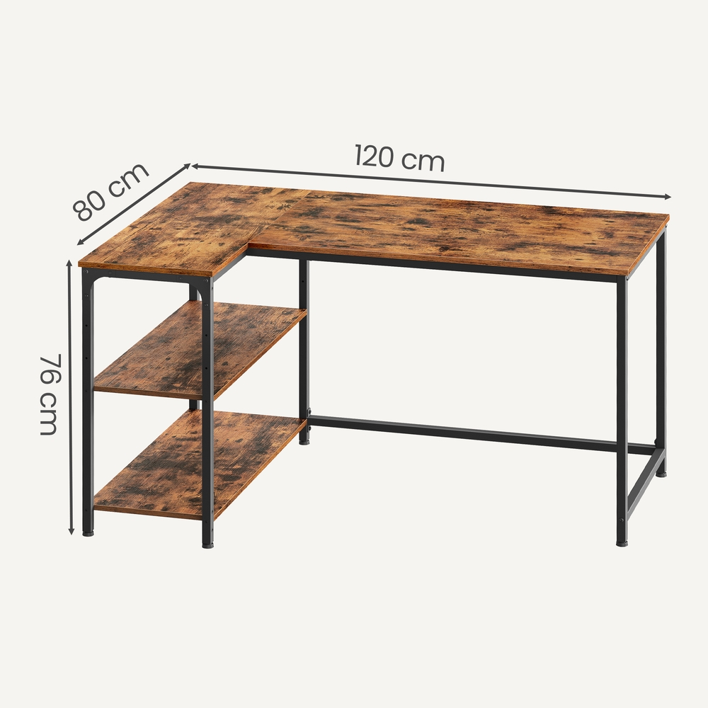 Panipaigaga laud, L-kujuline arvutilaud, kõrgusega reguleeritav riiul