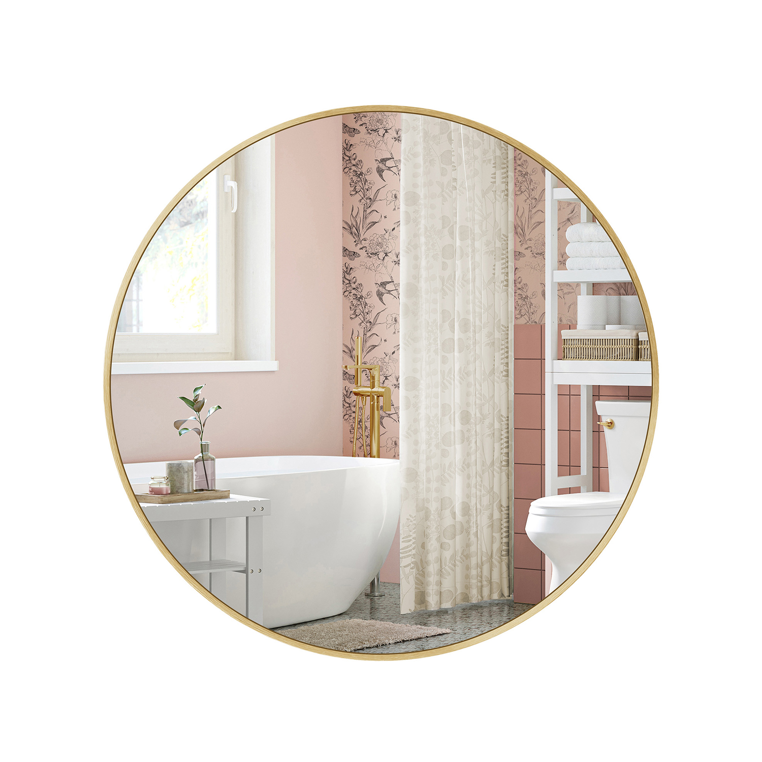 Ümmargune peegel lihtne kokku panna kaasaegne metallik kuld