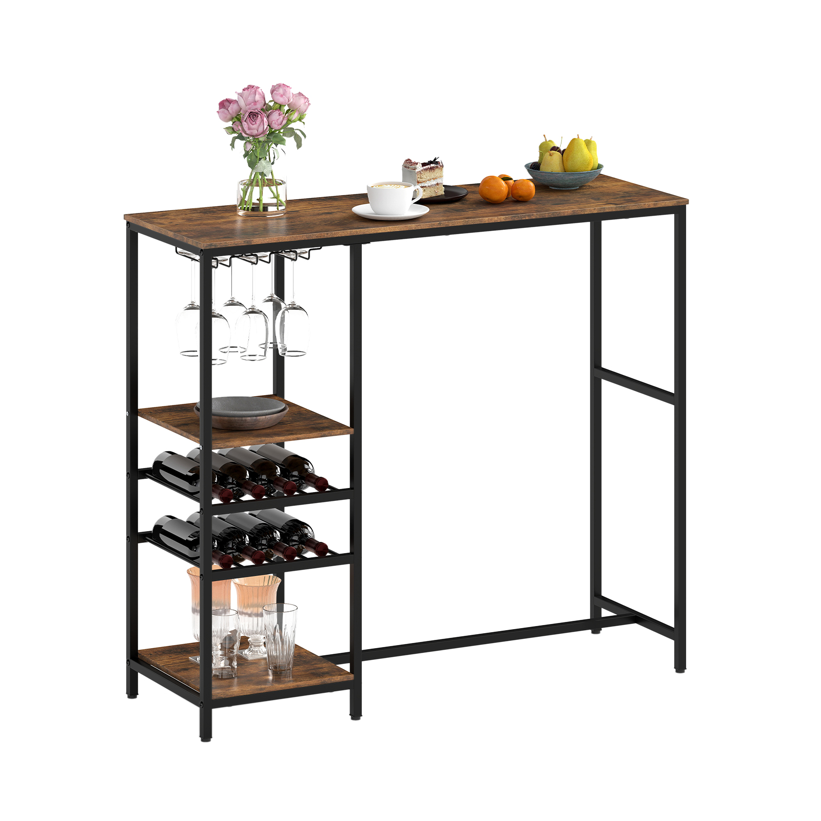 Köögibaarilaud hoiuriiulite veiniriiulite ja klaasihoidjatega köögilett baarilett