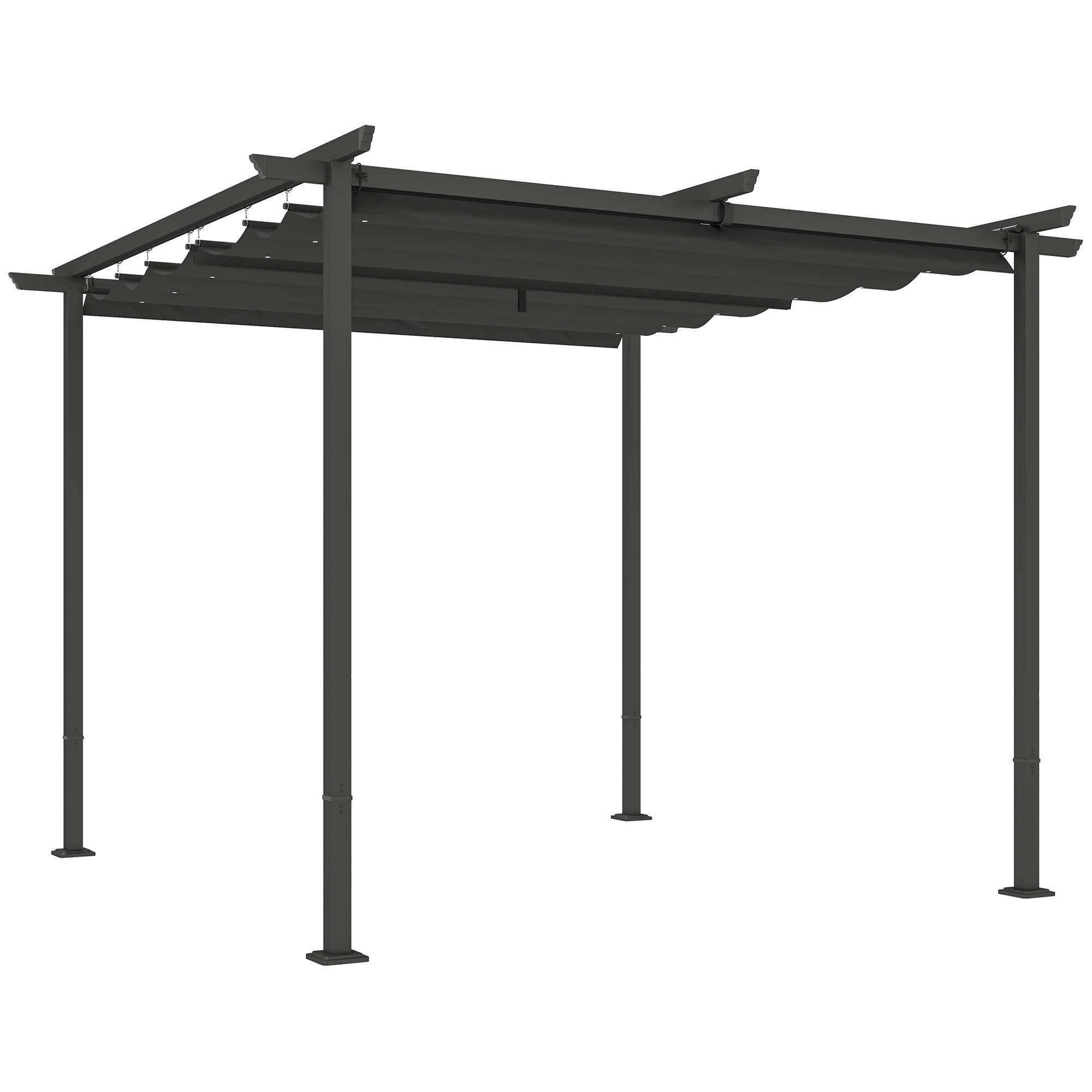 3 x 3 m aiapello reguleeritava katusega, metallraam, UPF30+ kaitse, päikesesirm verandale, terrassile, tumehall