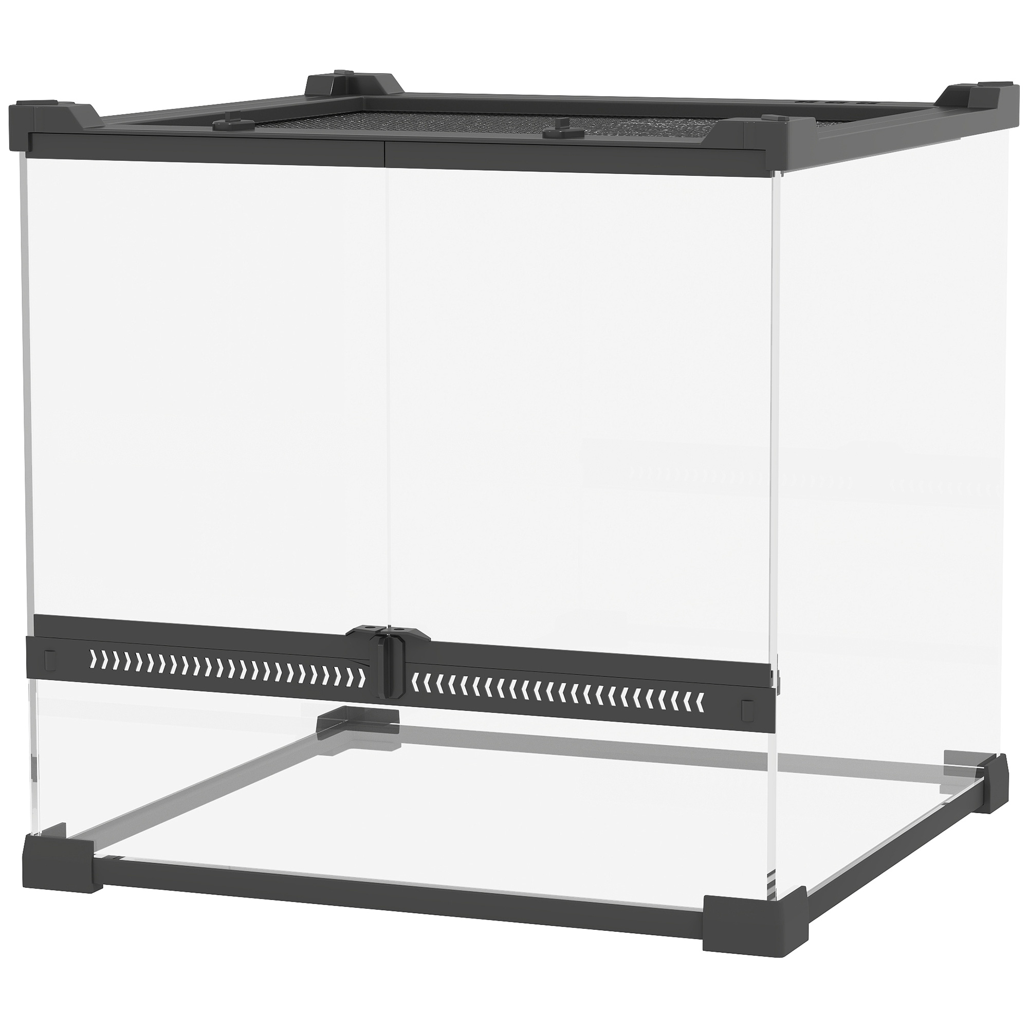 Klaasist terraarium roomajatele, kõrgendatud ja veekindel alus, nööplukk