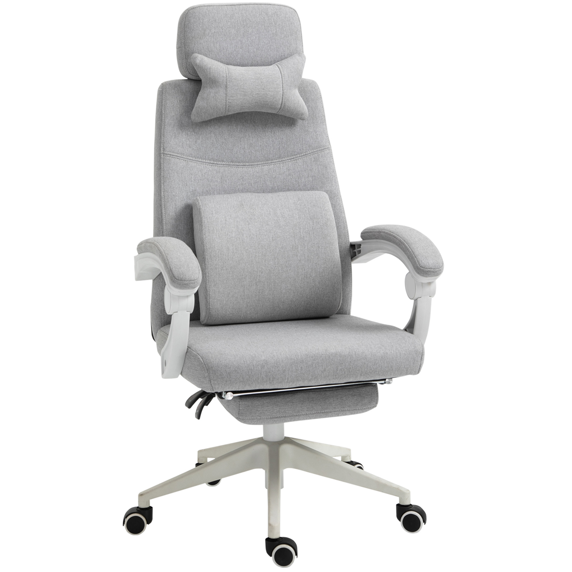 Kontoritool, ergonoomiline lauatool peatoega, nimmetoega, kõrgusega reguleeritav mänguritool jalatoega, kõrge seljatugi, hall 62 x 68 x 117-127 cm