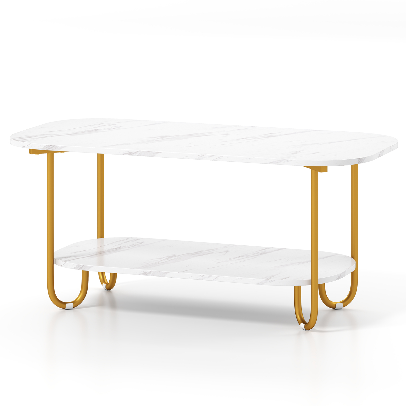 Tugeva metallraamiga marmorimitatsiooniga kohvilaud ja elegantne madal diivanilaud (100 x 50 x 45 cm) , valge