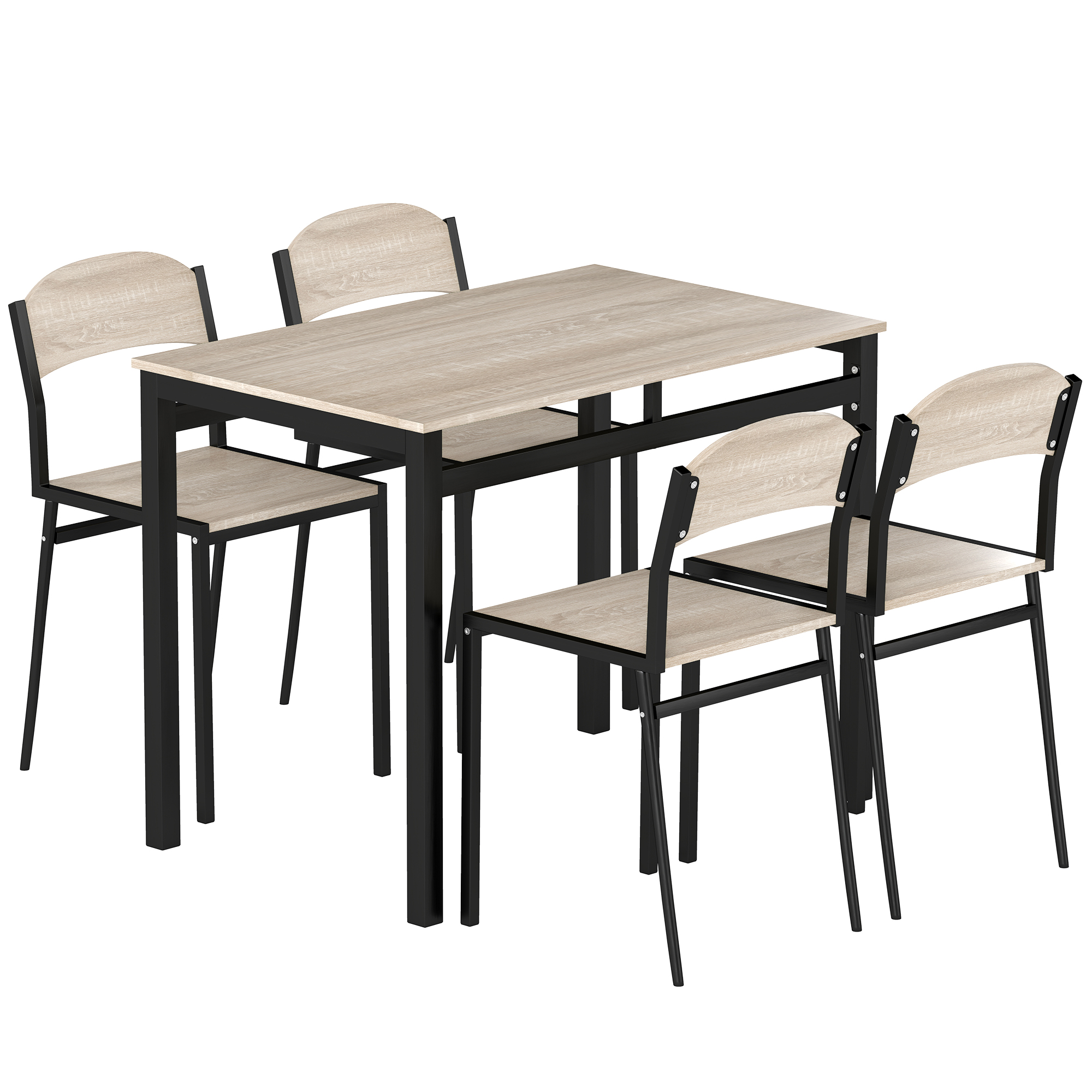 5-osaline söögikomplekt, söögilaud 4 tooliga, ruumisäästlik köögilaua komplekt, söögitoa istmerühm, köök, must