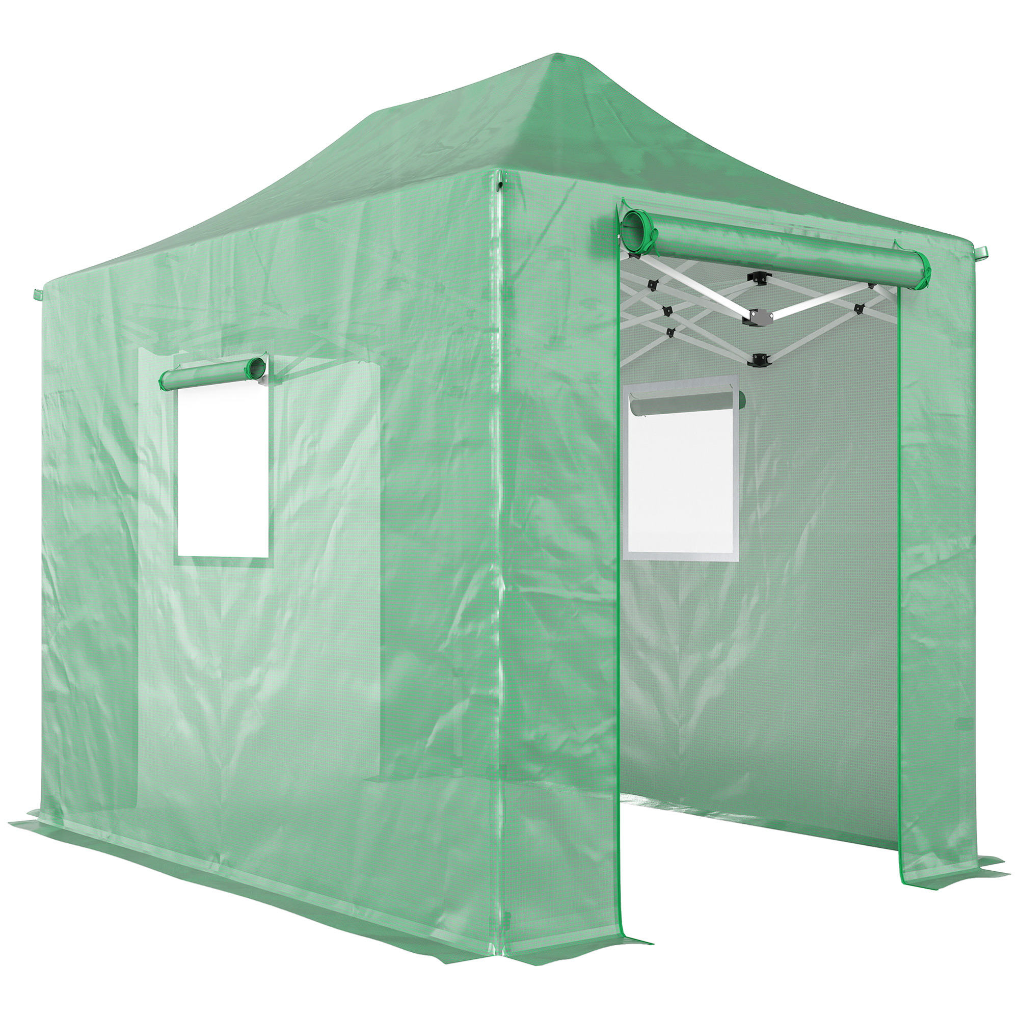 Hüpikkasvuhoone u 200x300x270 cm, kokkupandav fooliumist kasvuhoone viilkatusega, lukuga uste ja akendega