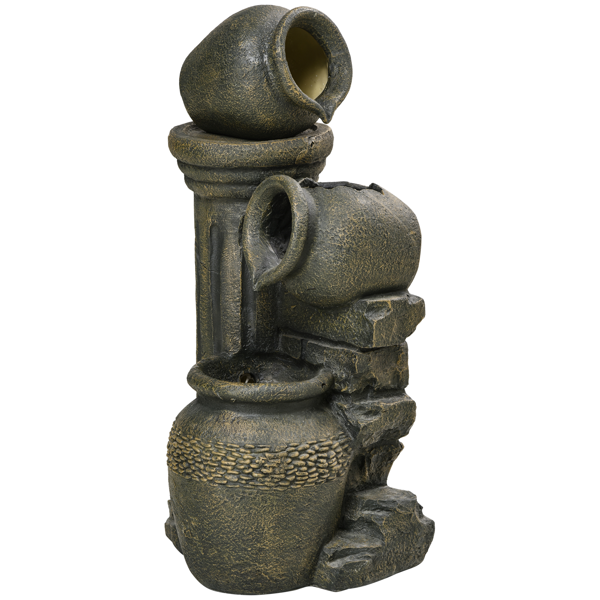 Fontään, reguleeritava pumbaga, ilmastikukindel, 25 cm x 24 cm x 60 cm, hall