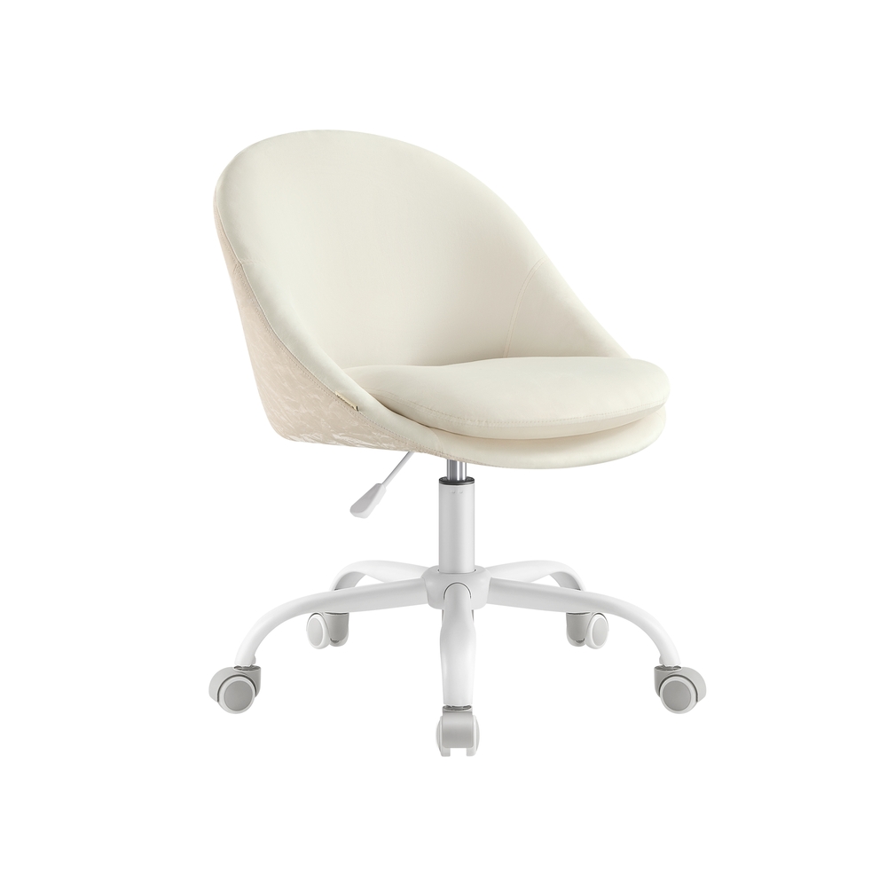 Kõrguse reguleerimisega kodukontori tool polsterdatud istmega, kreemvalge