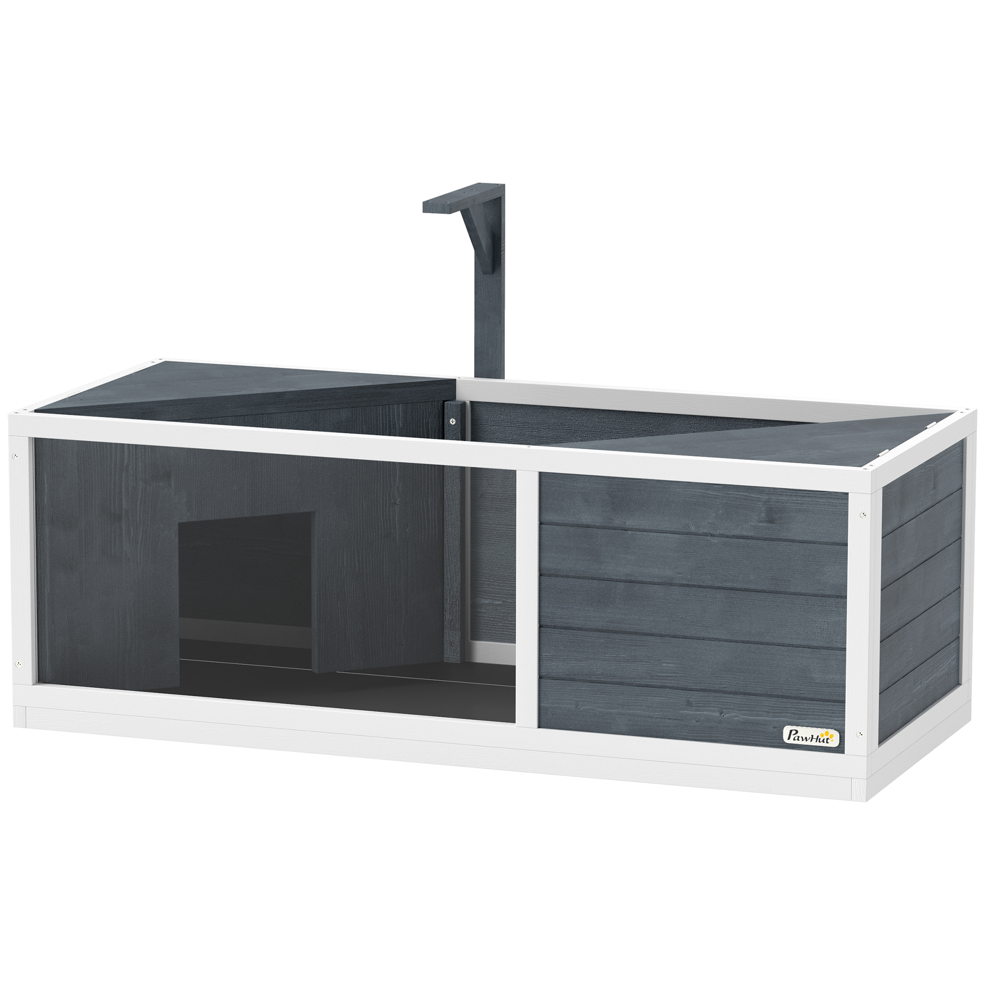 Kilpkonnamaja kergesti avatava ülaosaga, lambipesaga, läbipaistva esiosaga, 120 x 50 x 40 cm, hall