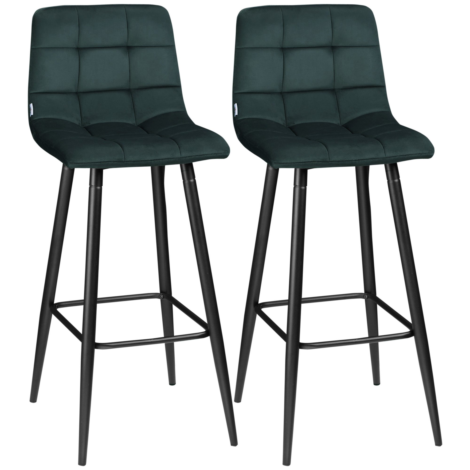 HOMCOM baaritoolide komplekt 2 tk, moodne disain, pehme iste, terasraam, 42 x 47 x 105 cm, roheline