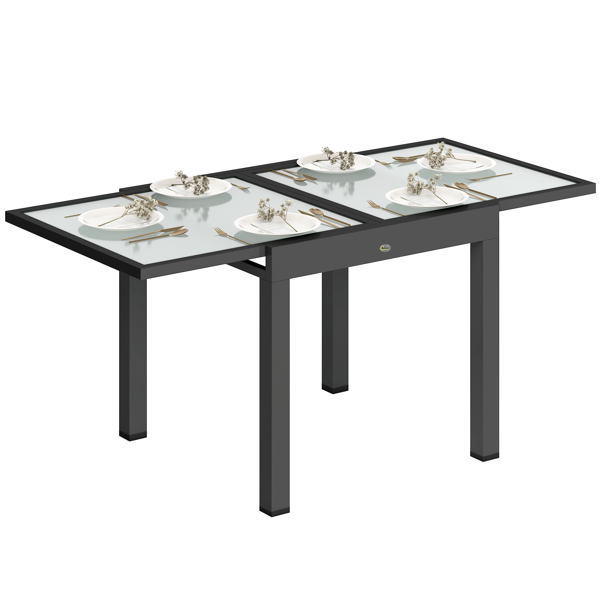 Pikendatav aialaud, õuelaud, pikendatav buffetlaud, ilmastikukindel, 160 cm × 80 cm × 75 cm, must