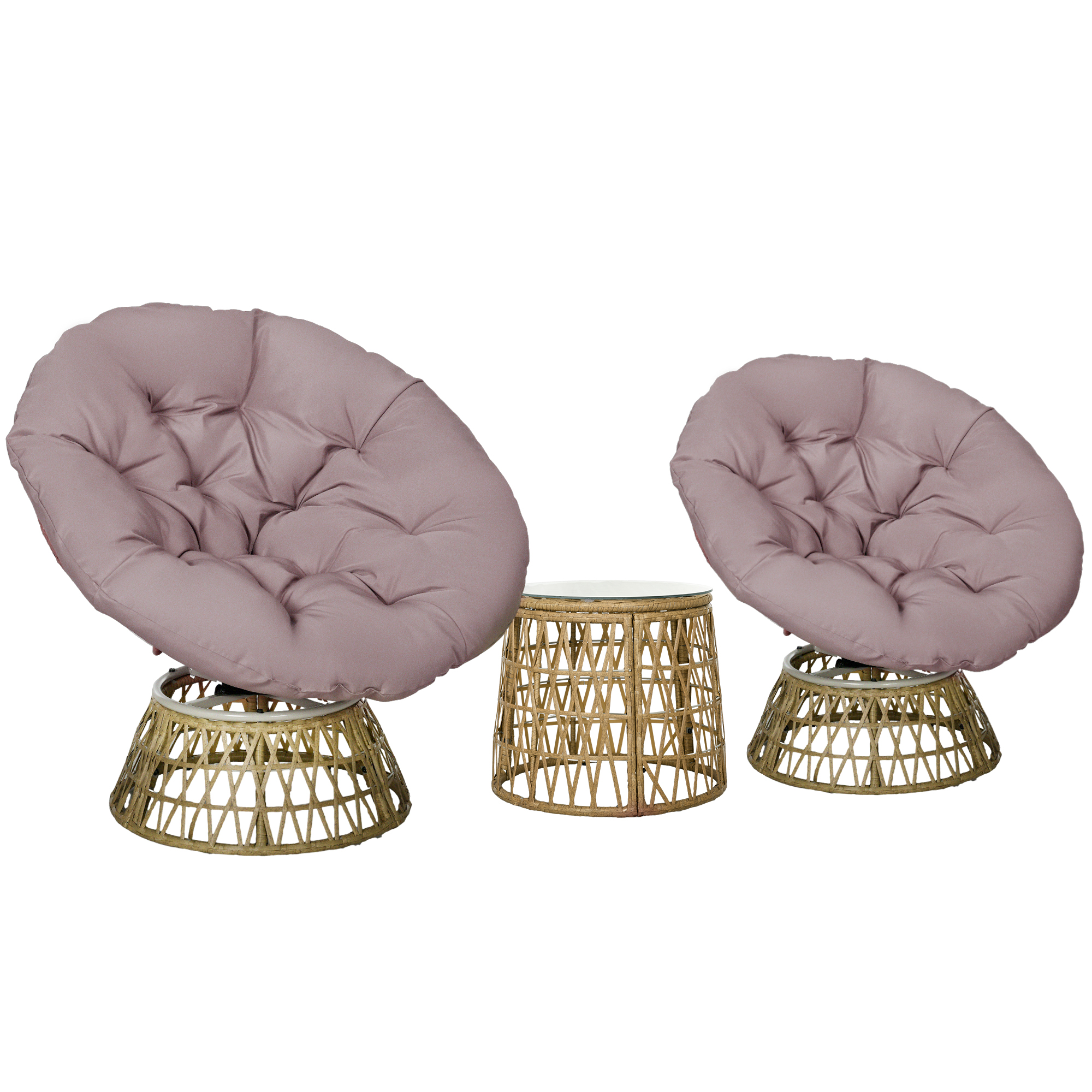 Bistrookomplekt, rõdukomplekt, terrassikomplekt, ilmastikukindel, eemaldatavad padjad, 85 cm x 70 cm x 82 cm, naturaalne + helepruun