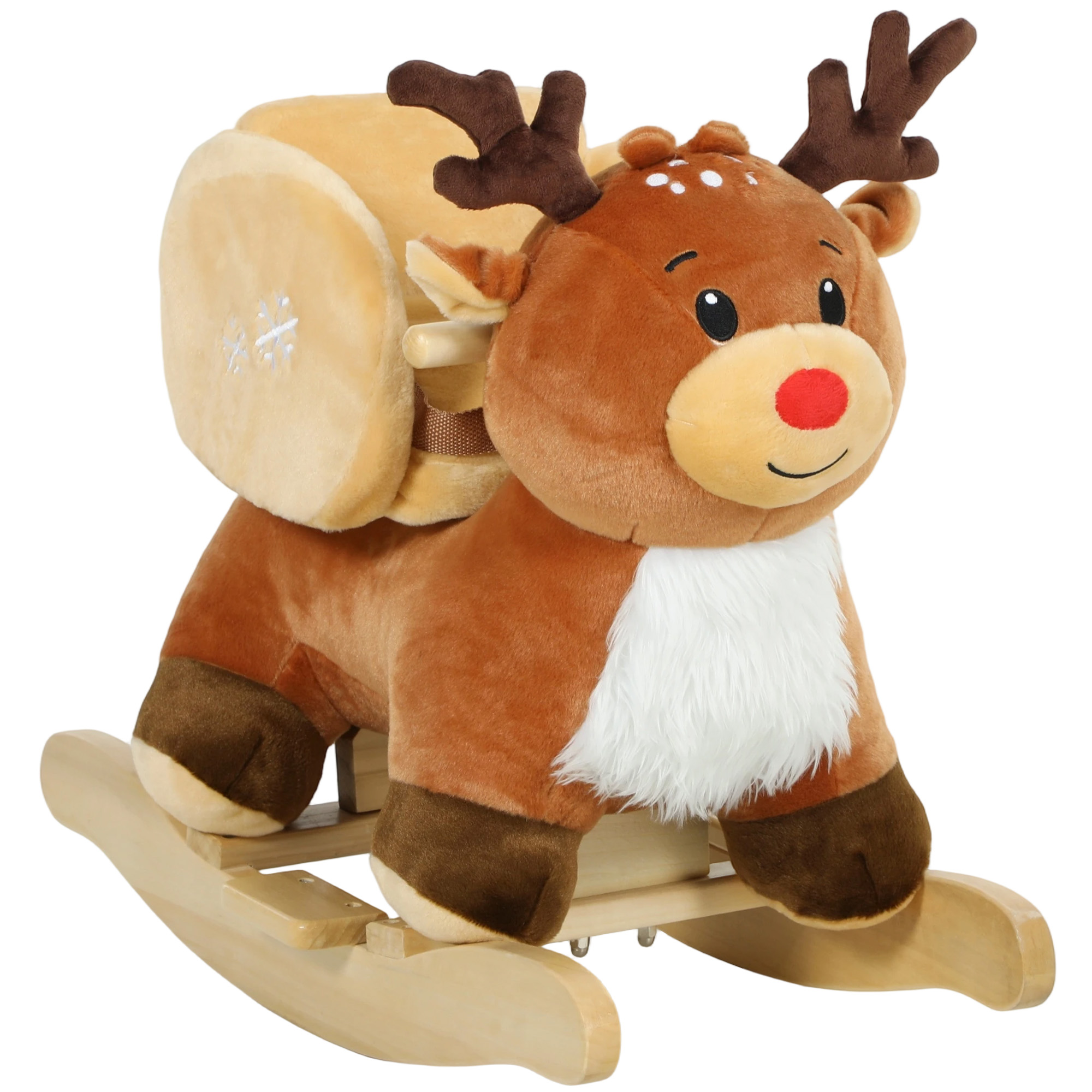 Laste kiikhobune beebi kiikloom põhjapõdra kujuga hällilauludega, 18-36 kuu vanusele, plüüs, 65 x 35 x 59 cm, pruun