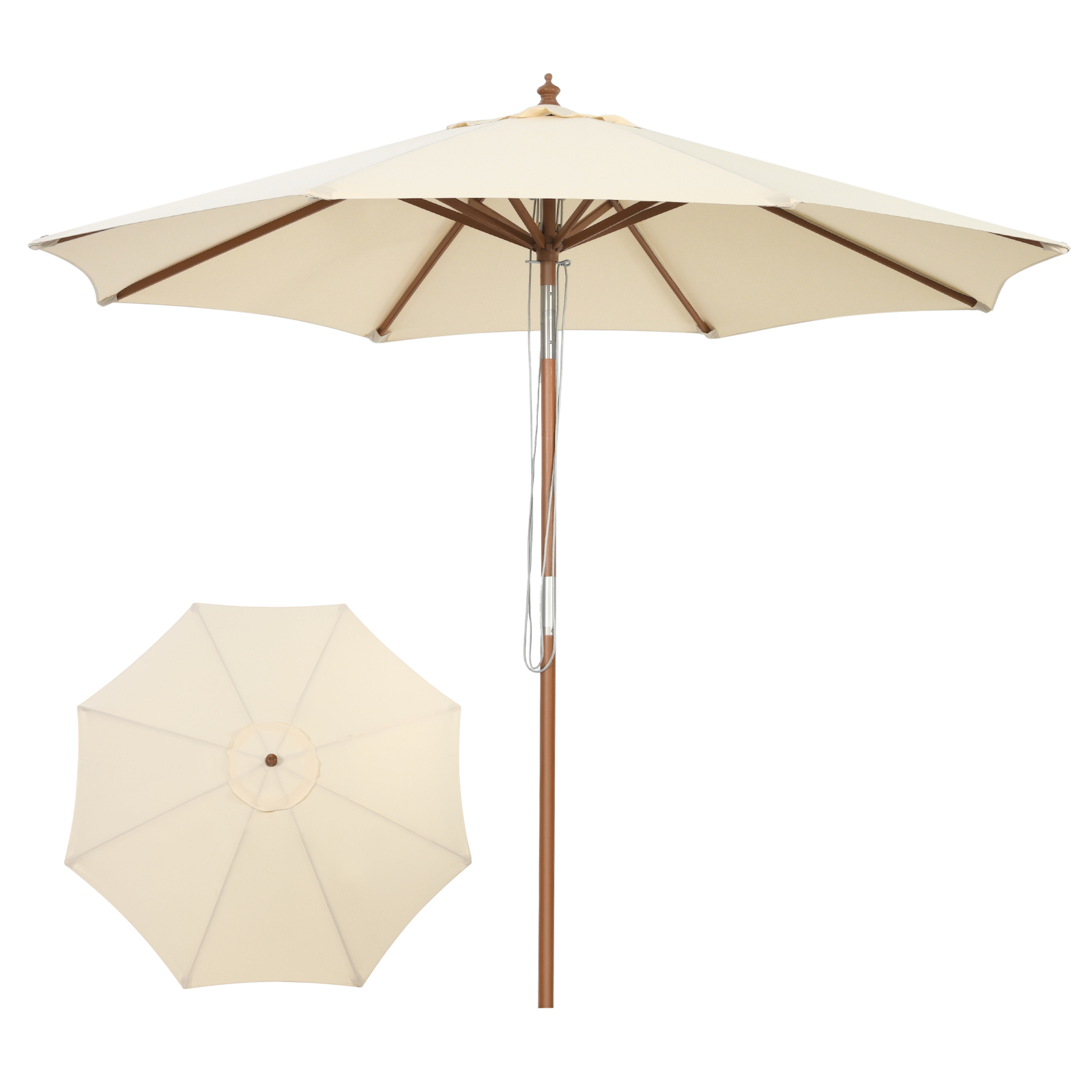 300 cm puidust aiavari, mõlemale poole 30° painutatav, beež